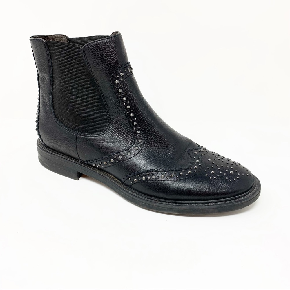 Sam Edelman Black Wingtip Studded Chelsea Boot